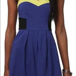 UO Sparkle & Fade Strapless Colorblock Dress